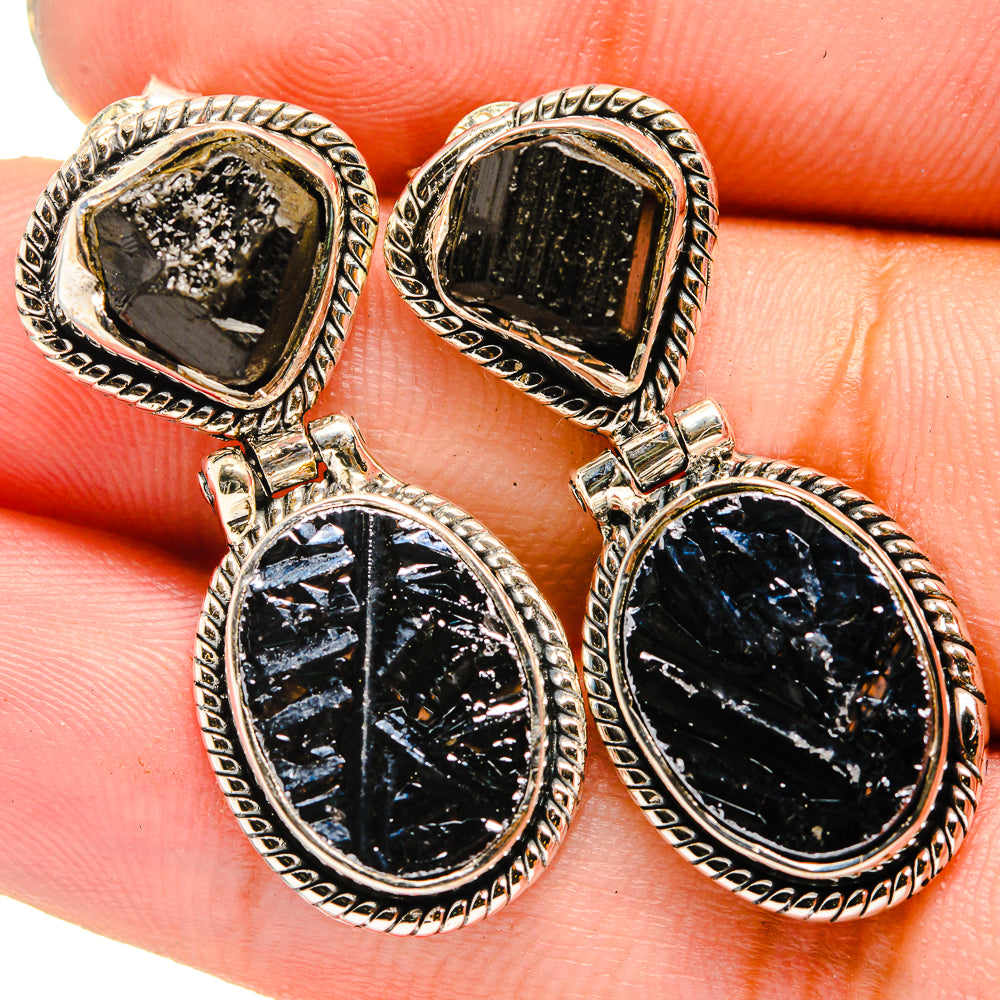 Shungite, Black Tourmaline Earrings handcrafted by Anasilvercos - EARR421062