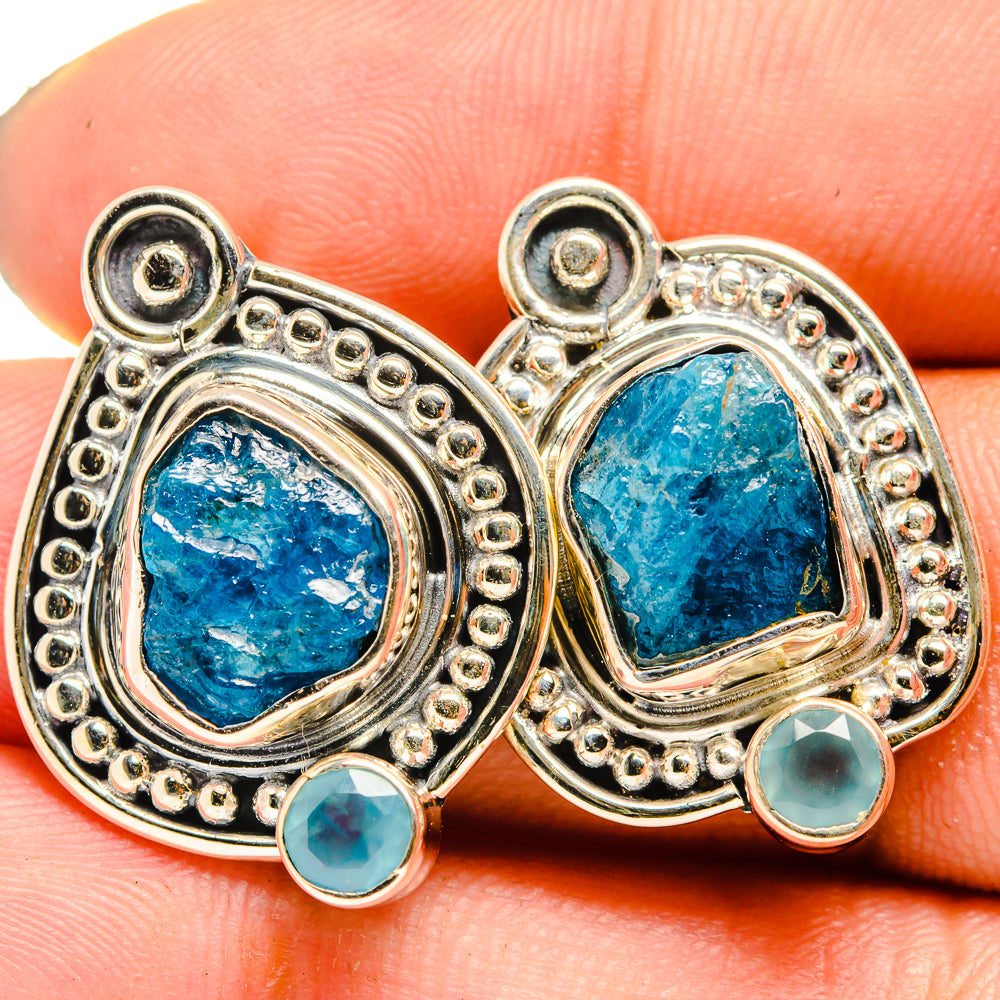 Apatite, Aqua Chalcedony Earrings handcrafted by Anasilvercos - EARR421066