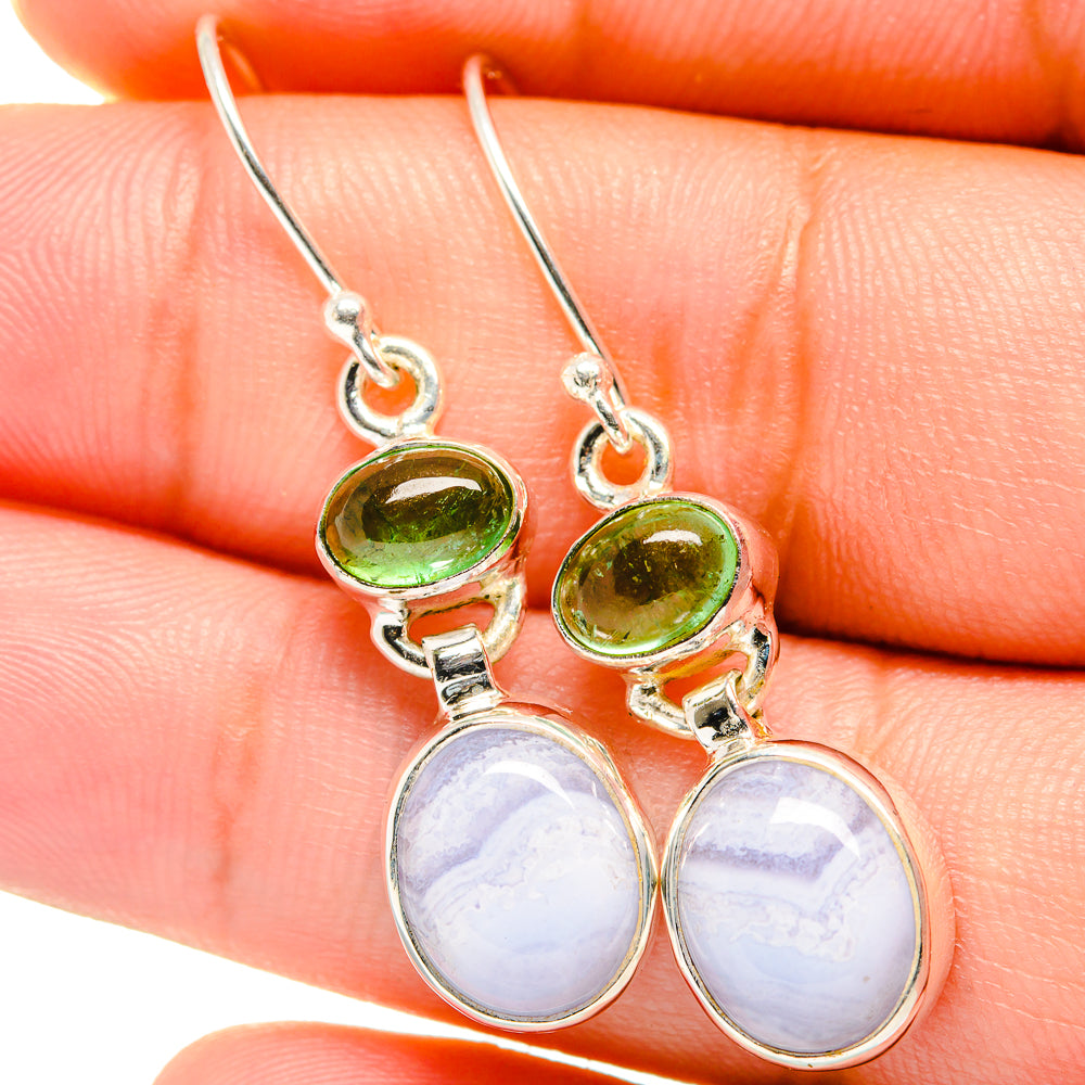 Blue Lace Agate Earrings handcrafted by Anasilvercos - EARR421077