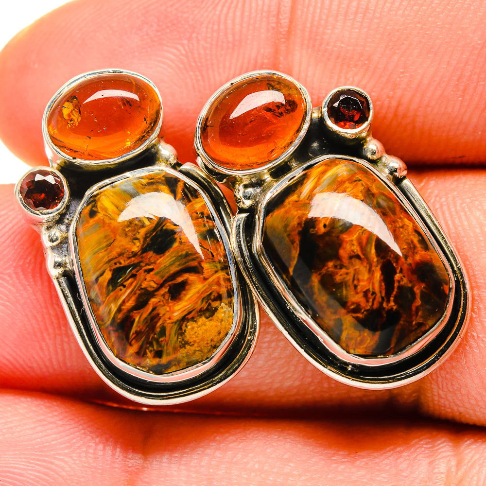 Golden Pietersite Earrings handcrafted by Anasilvercos - EARR421078