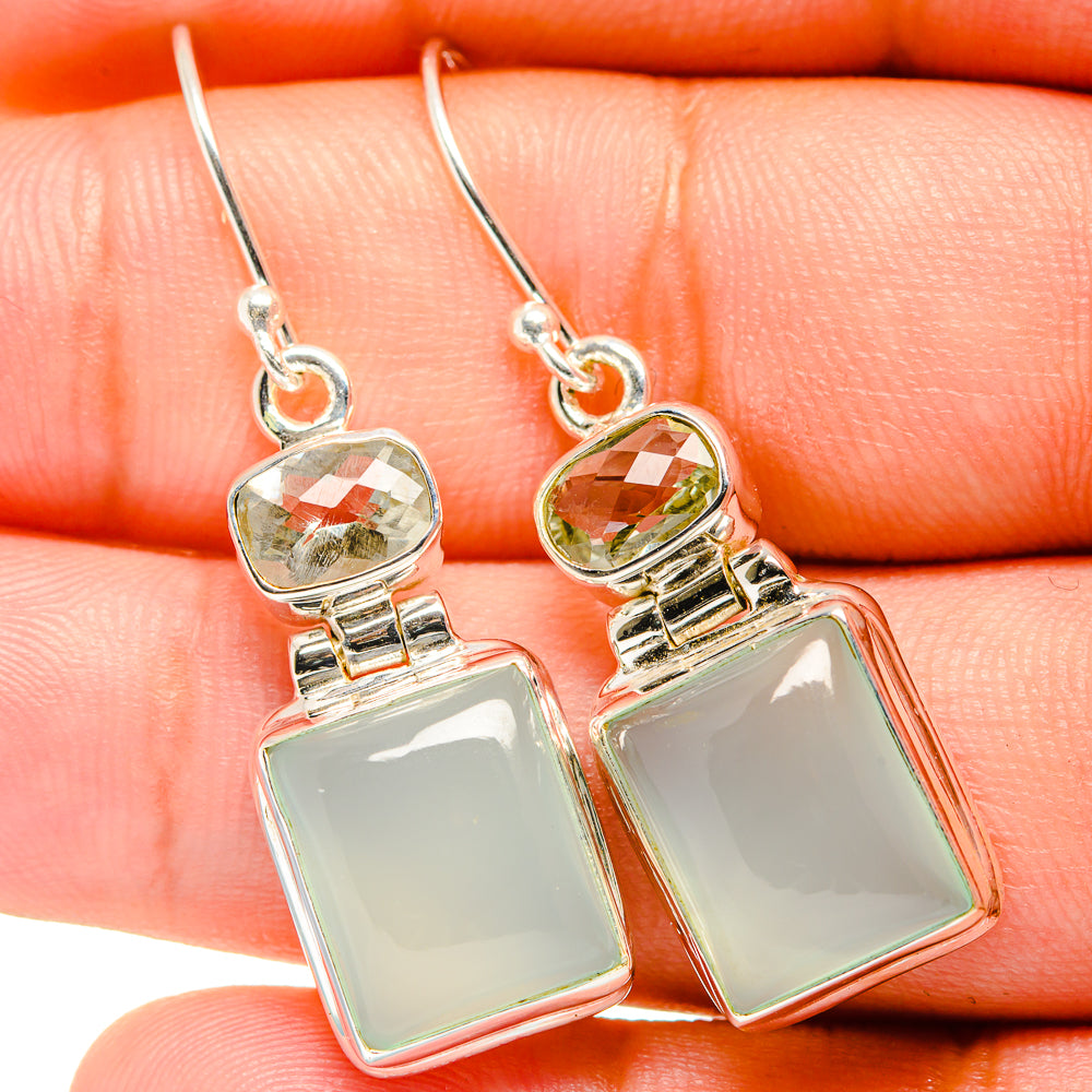 Aqua Chalcedony Earrings handcrafted by Anasilvercos - EARR421081