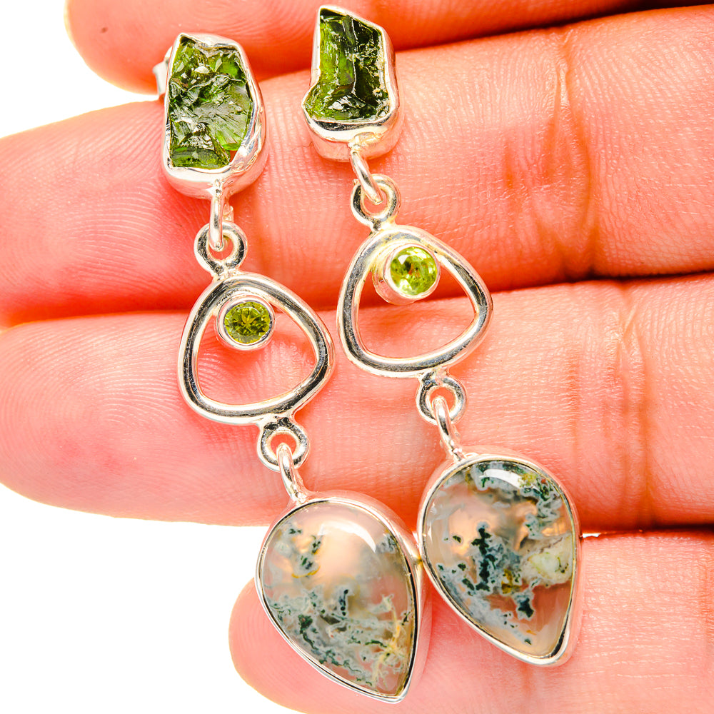 Green Moss Agate Earrings handcrafted by Anasilvercos - EARR421083