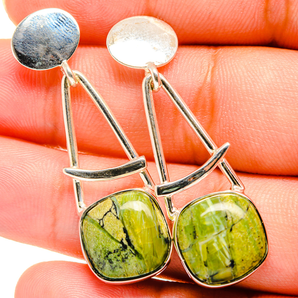 African Green Opal Earrings handcrafted by Anasilvercos - EARR421093