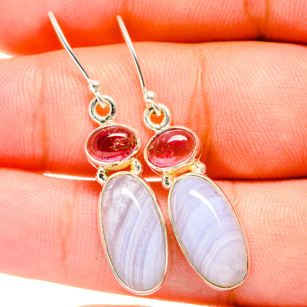 Blue Lace Agate Earrings handcrafted by Anasilvercos - EARR421099