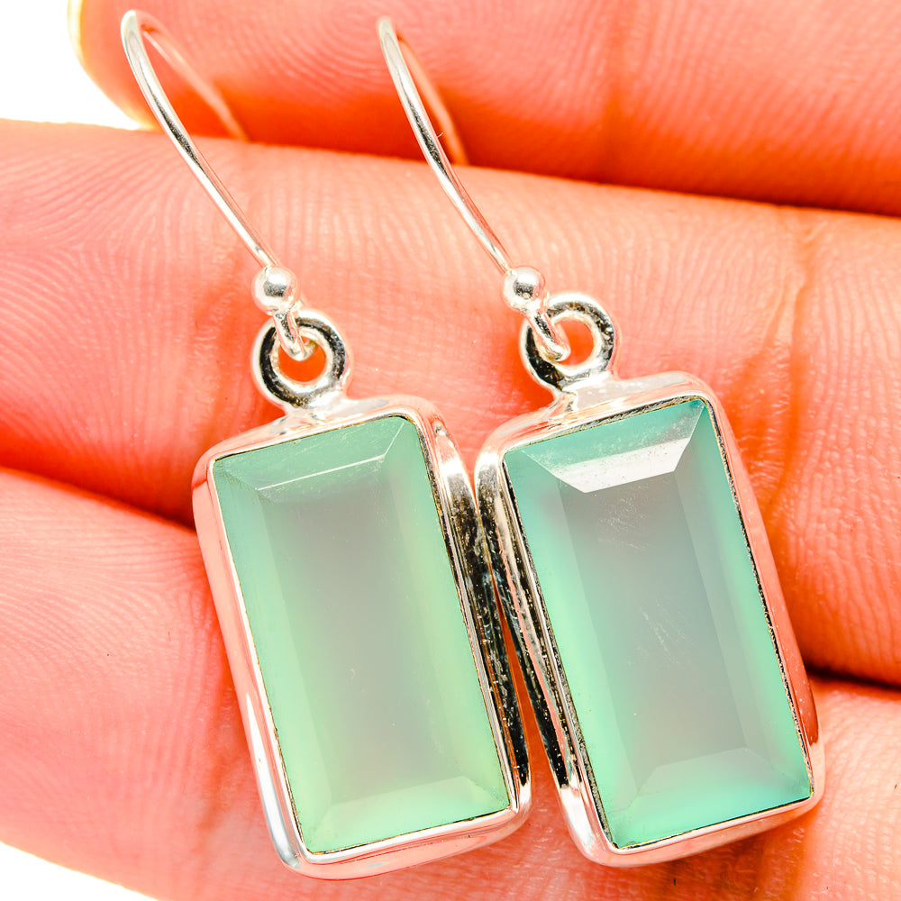 Aqua Chalcedony Earrings handcrafted by Anasilvercos - EARR421105