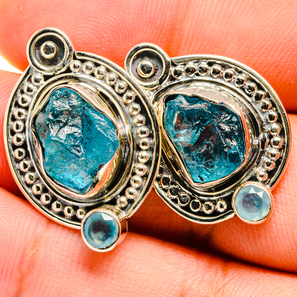Apatite, Aqua Chalcedony Earrings handcrafted by Anasilvercos - EARR421112
