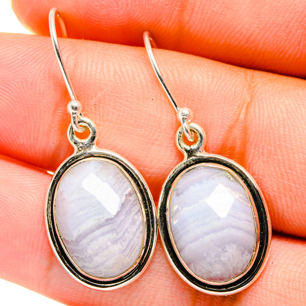 Blue Lace Agate Earrings handcrafted by Anasilvercos - EARR421120