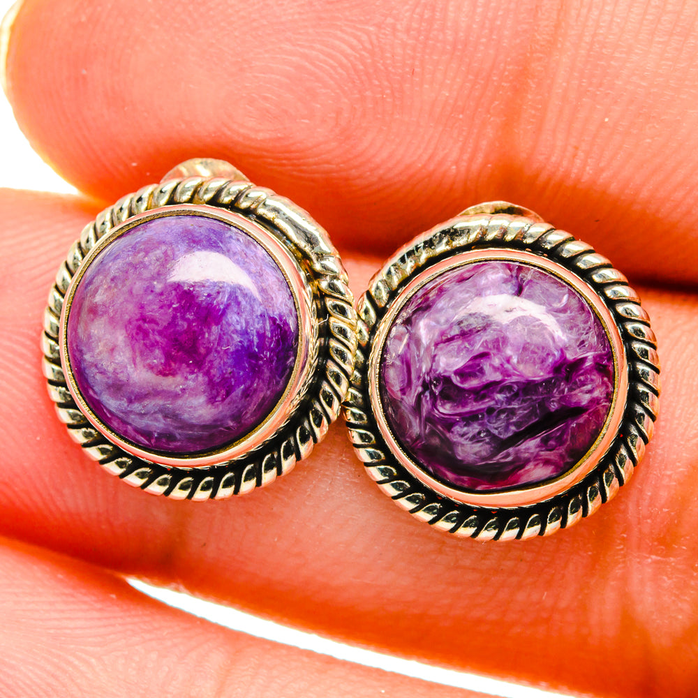 Charoite Earrings handcrafted by Anasilvercos - EARR421123