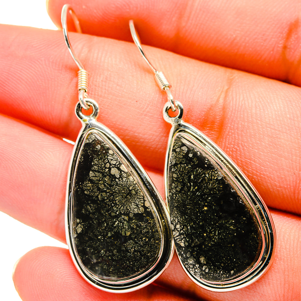 Pyrite Agate Earrings handcrafted by Anasilvercos - EARR421131