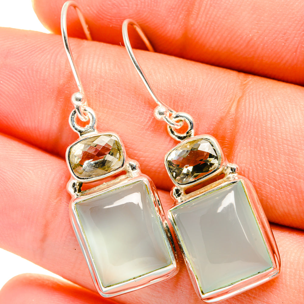 Aqua Chalcedony, Green Amethyst Earrings handcrafted by Anasilvercos - EARR421133