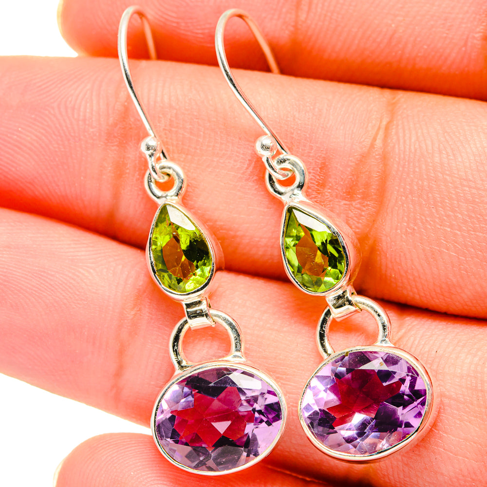 Amethyst, Peridot Earrings handcrafted by Anasilvercos - EARR421134