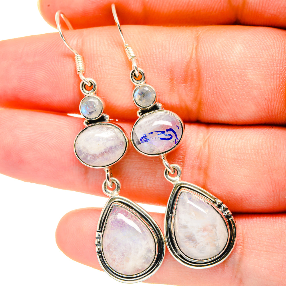 Rainbow Moonstone Earrings handcrafted by Anasilvercos - EARR421135
