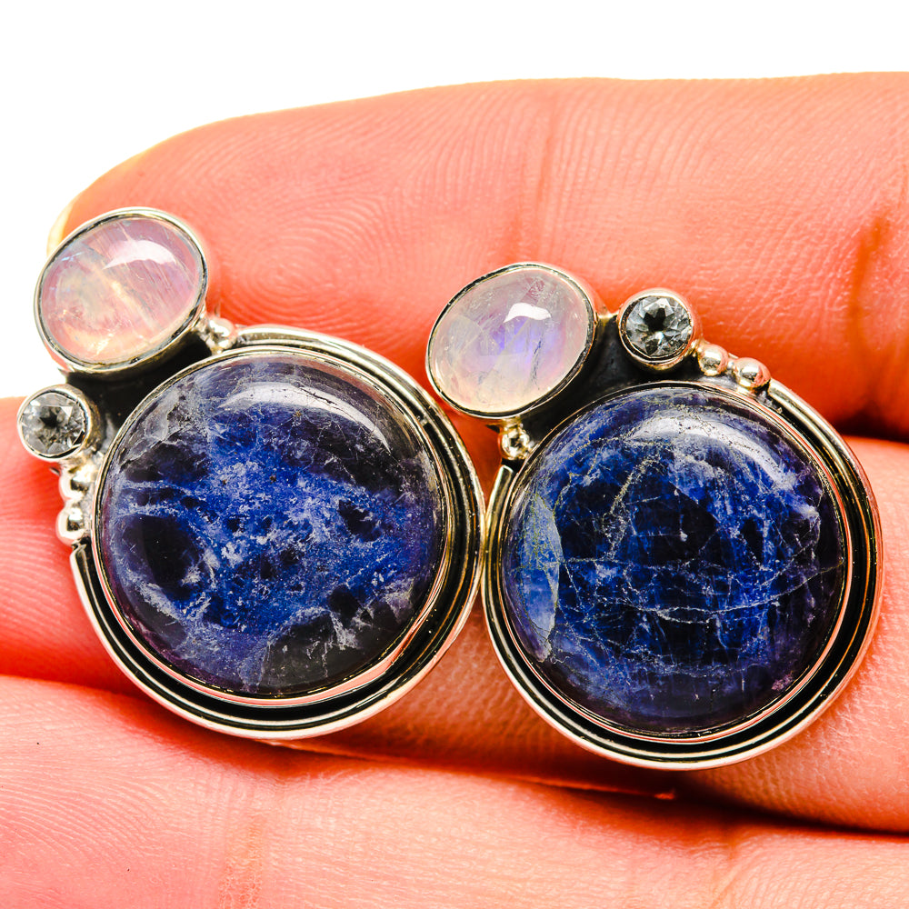 Sodalite, Rainbow Moonstone Earrings handcrafted by Anasilvercos - EARR421145