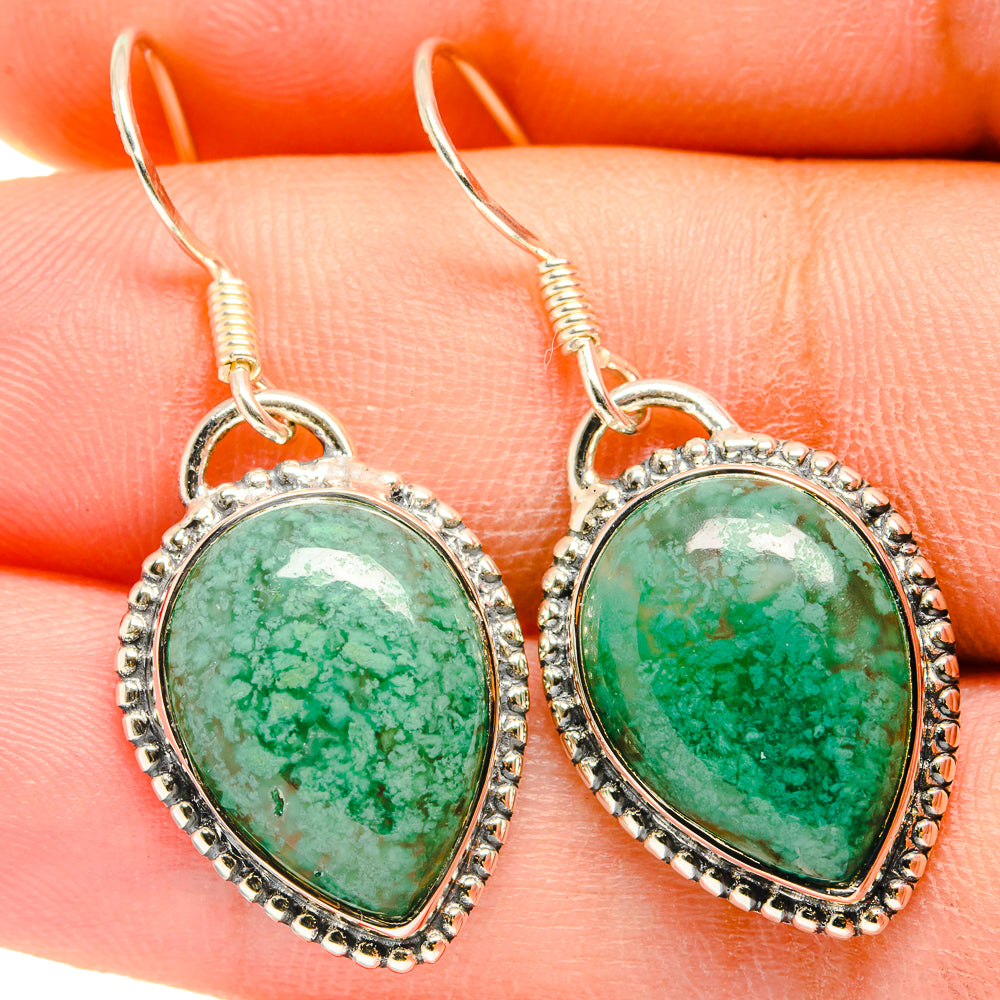 Green Moss Agate Earrings handcrafted by Anasilvercos - EARR421153