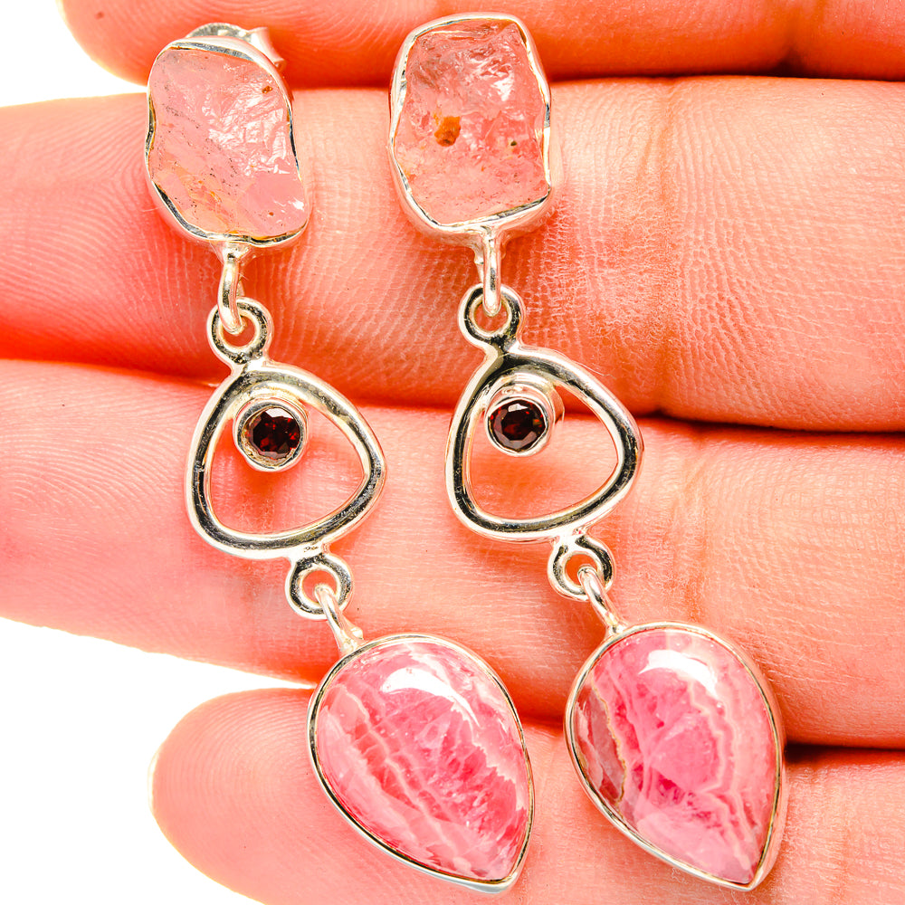 Rhodochrosite, Garnet Earrings handcrafted by Anasilvercos - EARR421157