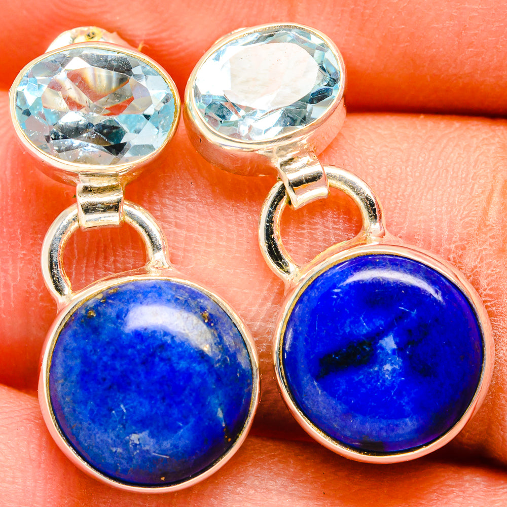 Lapis Lazuli, Blue Topaz Earrings handcrafted by Anasilvercos - EARR421176