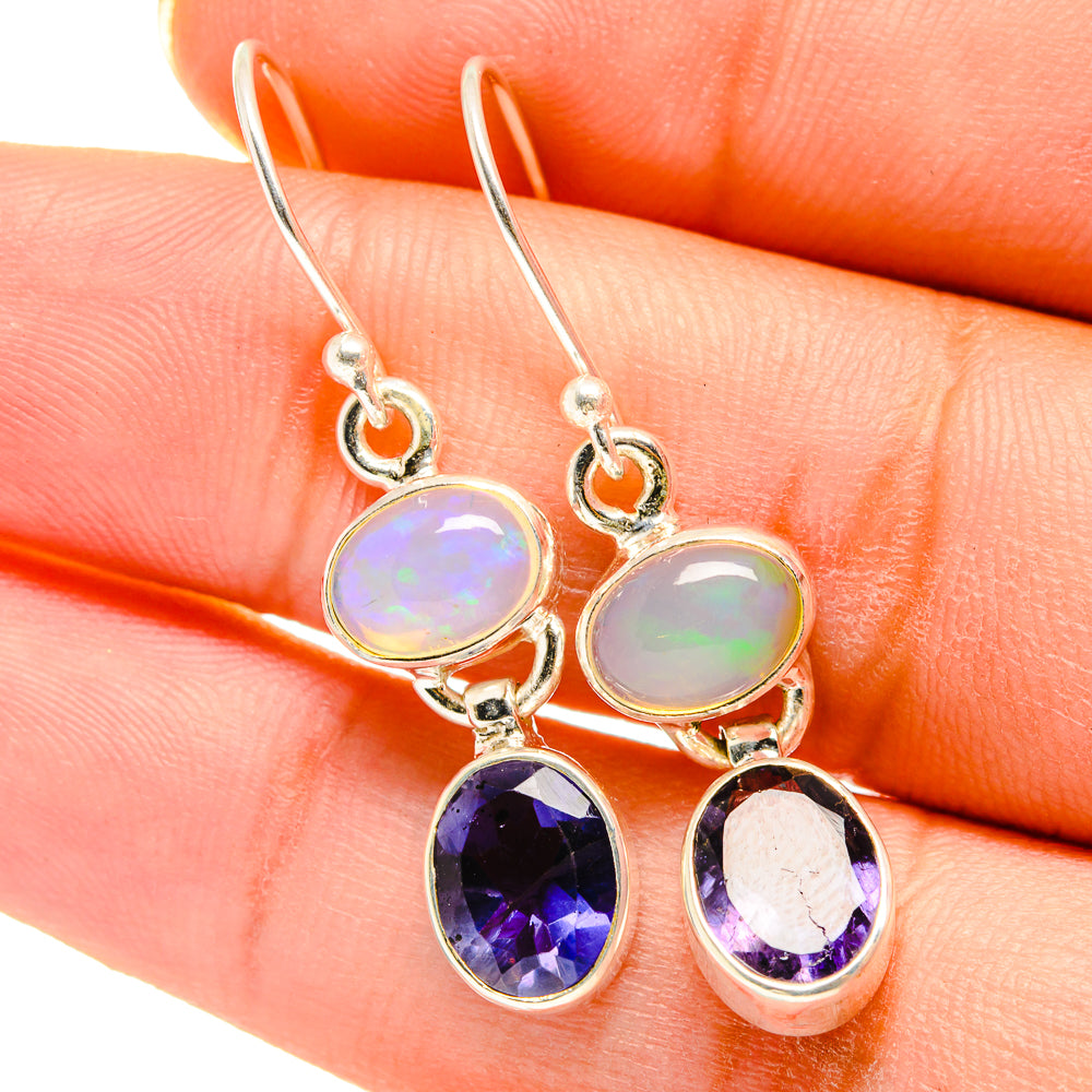 Tanzanite, Ethiopian Opal Earrings handcrafted by Anasilvercos - EARR421180