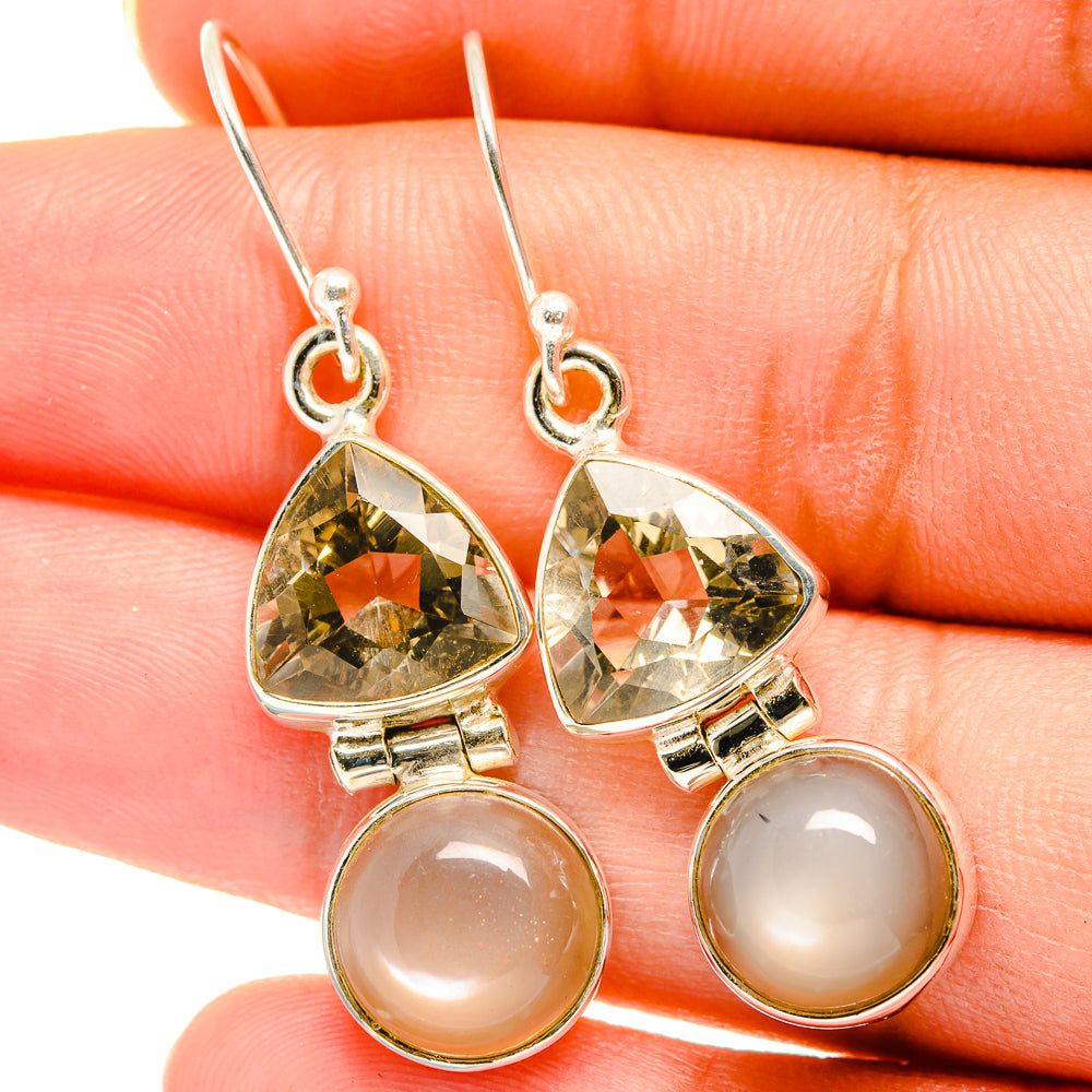 Moonstone, White Quartz Earrings handcrafted by Anasilvercos - EARR421186