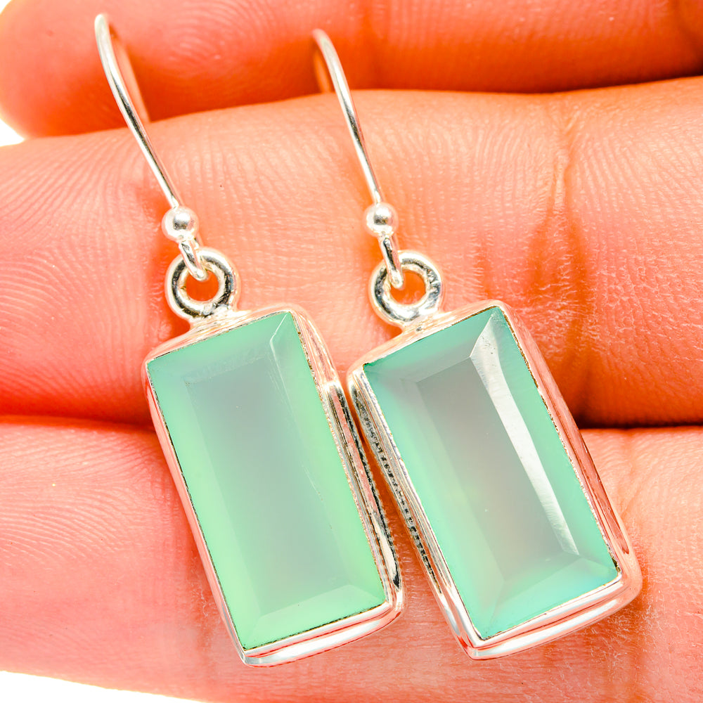 Aqua Chalcedony Earrings handcrafted by Anasilvercos - EARR421188