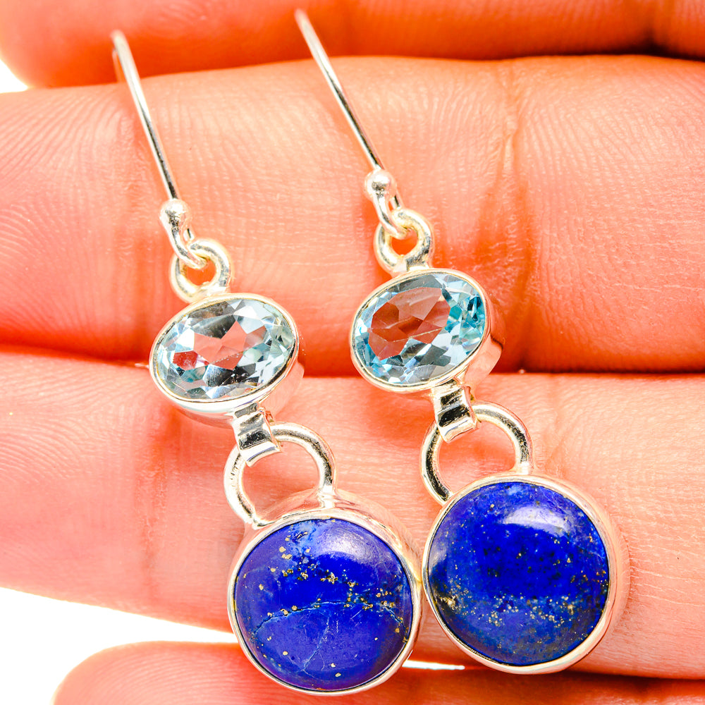Lapis Lazuli, Blue Topaz Earrings handcrafted by Anasilvercos - EARR421189