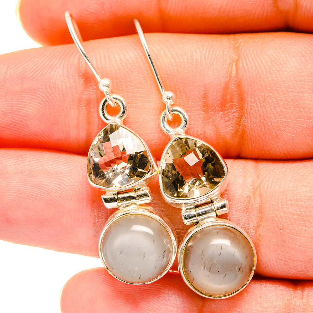 Moonstone, White Quartz Earrings handcrafted by Anasilvercos - EARR421197