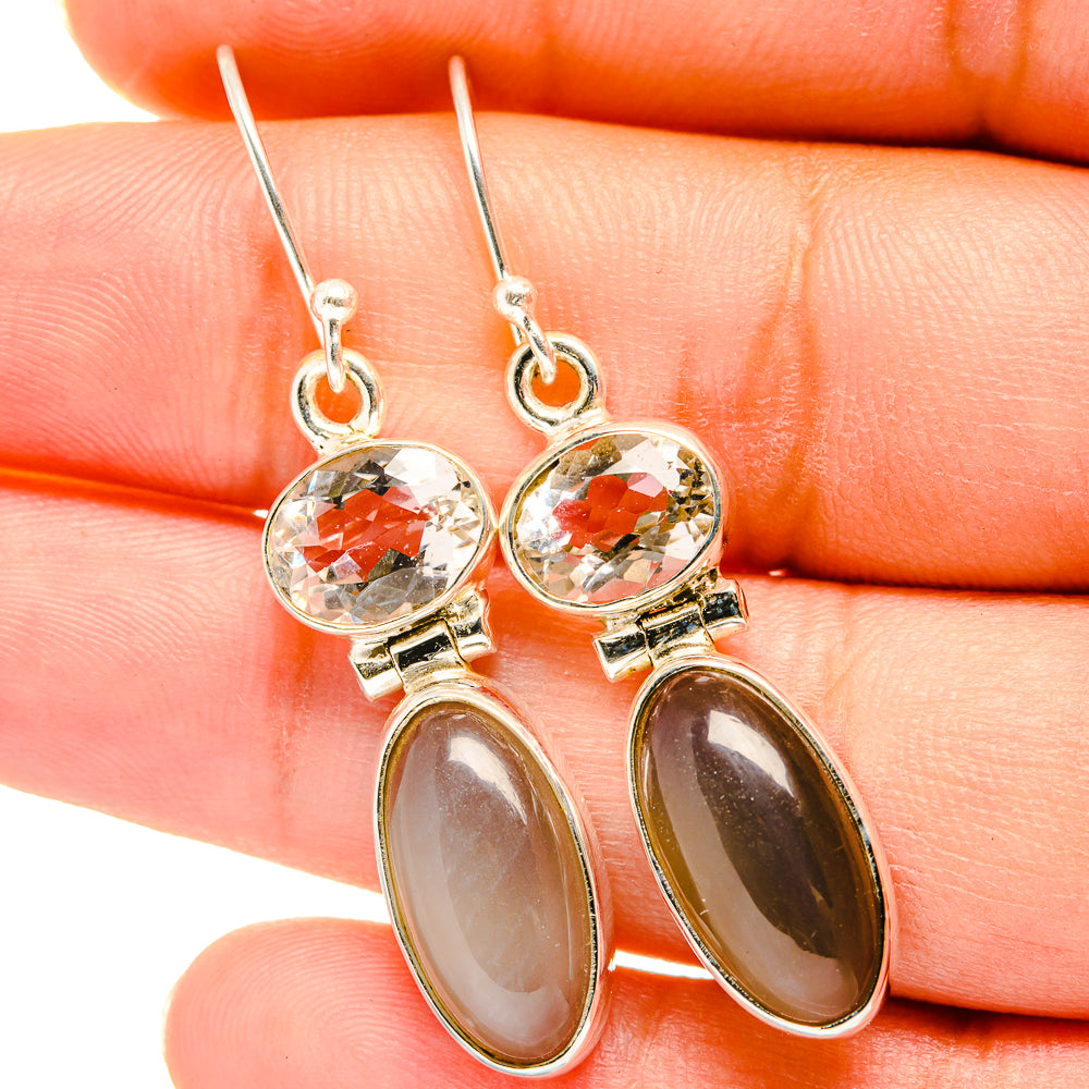 Moonstone, White Quartz Earrings handcrafted by Anasilvercos - EARR421205