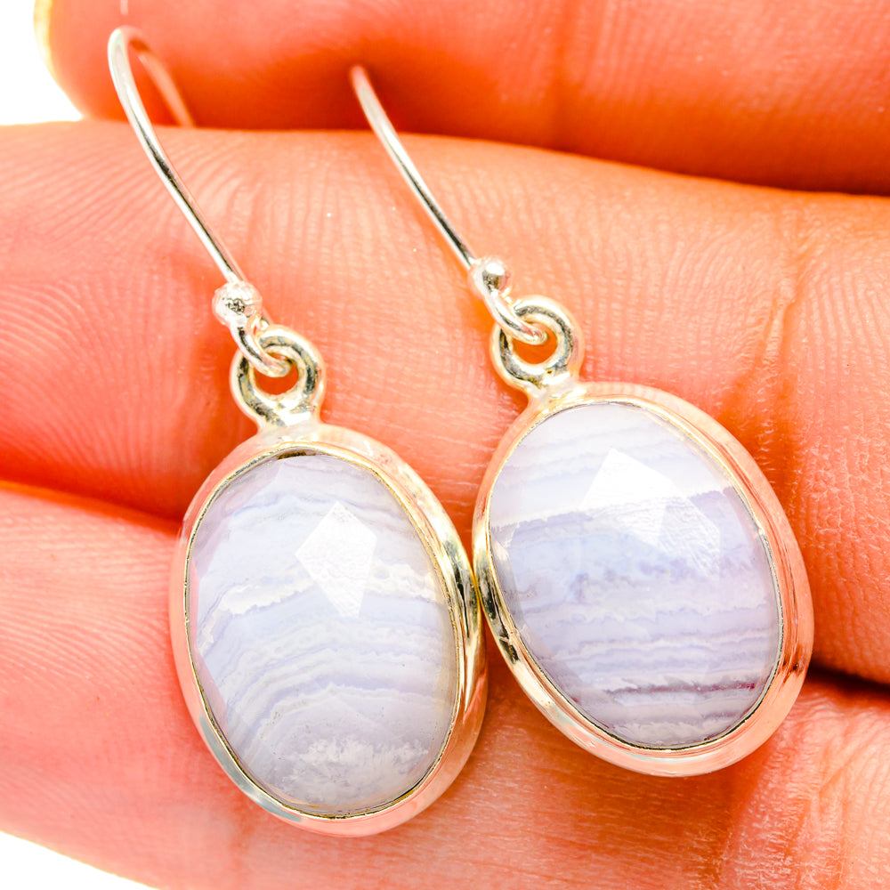 Blue Lace Agate Earrings handcrafted by Anasilvercos - EARR421213