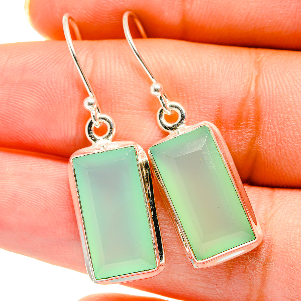 Aqua Chalcedony Earrings handcrafted by Anasilvercos - EARR421214