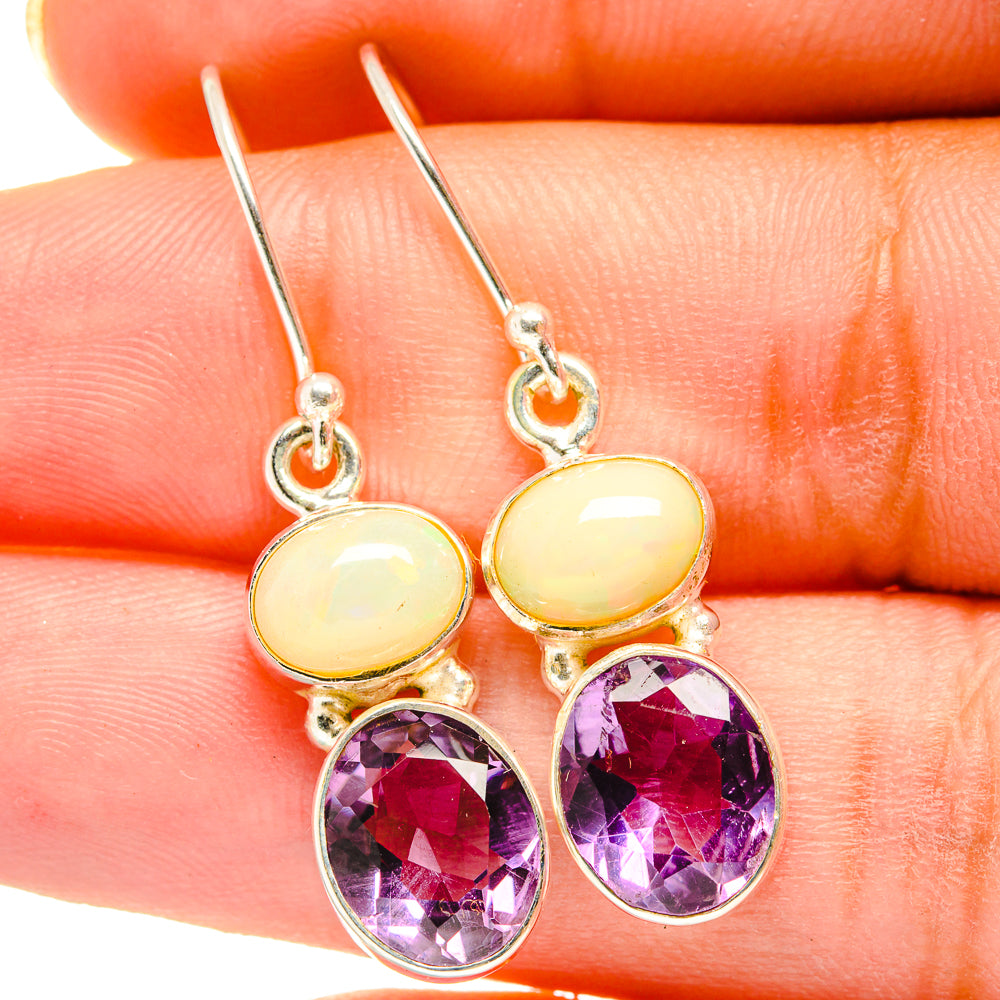 Amethyst, Ethiopian Opal Earrings handcrafted by Anasilvercos - EARR421217