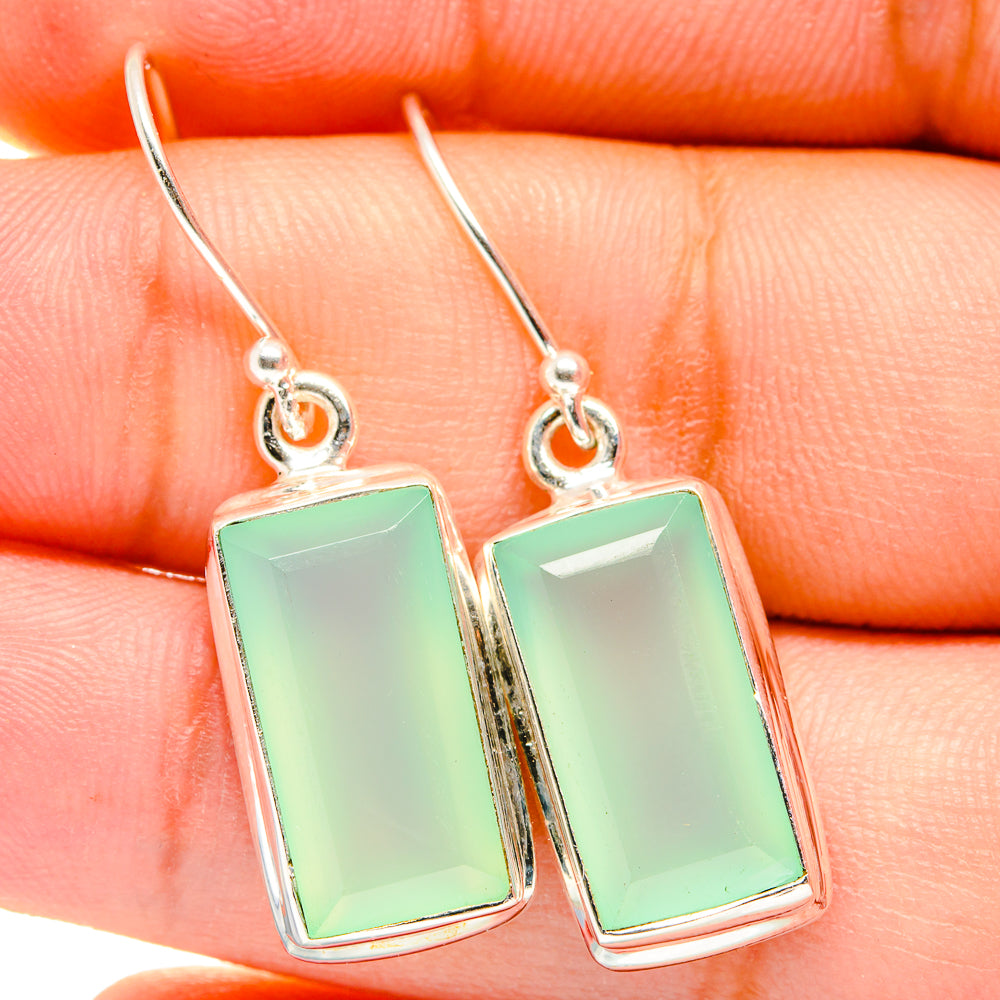Aqua Chalcedony Earrings handcrafted by Anasilvercos - EARR421219