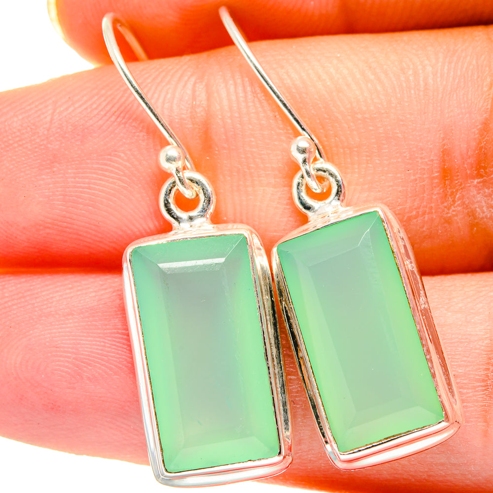 Aqua Chalcedony Earrings handcrafted by Anasilvercos - EARR421233