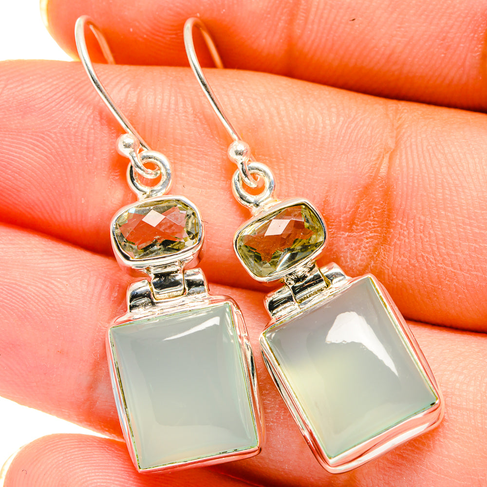 Aqua Chalcedony Earrings handcrafted by Anasilvercos - EARR421253