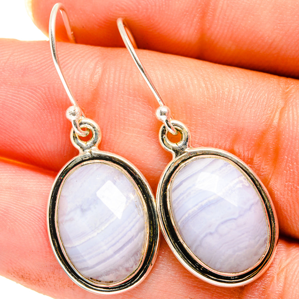 Blue Lace Agate Earrings handcrafted by Anasilvercos - EARR421281