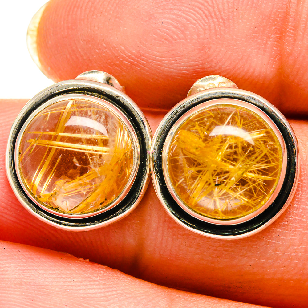 Rutilated Quartz Earrings handcrafted by Anasilvercos - EARR421286