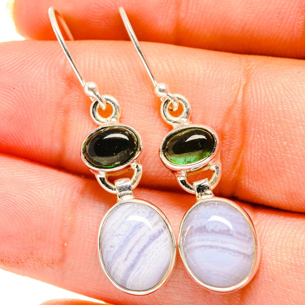 Blue Lace Agate Earrings handcrafted by Anasilvercos - EARR421296