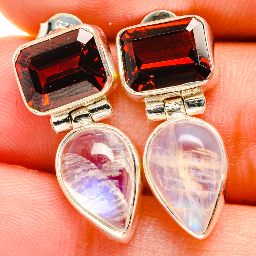 Rainbow Moonstone Earrings handcrafted by Anasilvercos - EARR421298