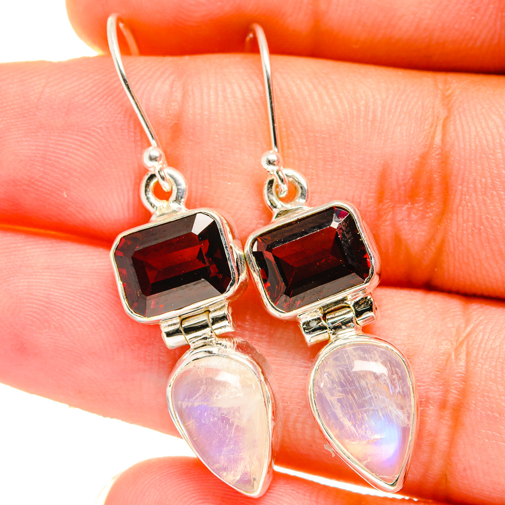 Rainbow Moonstone Earrings handcrafted by Anasilvercos - EARR421330