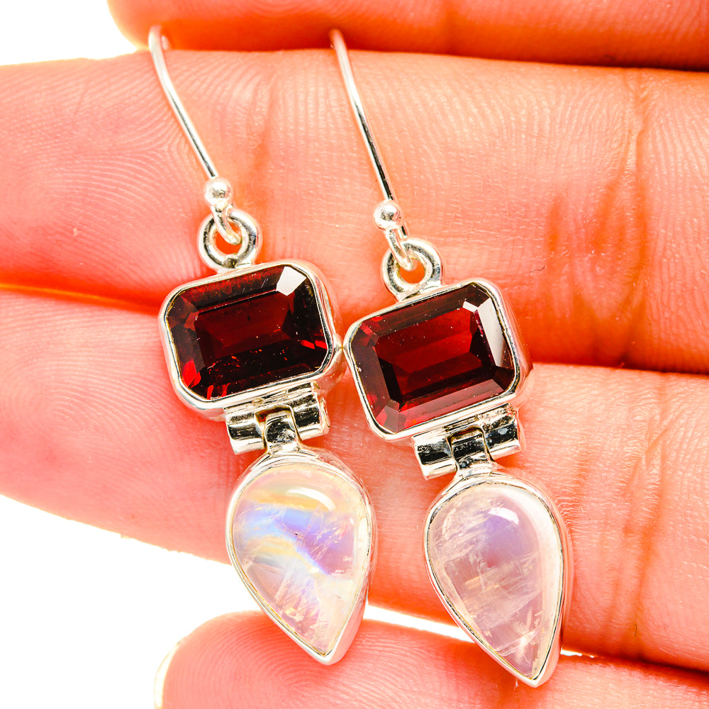 Rainbow Moonstone Earrings handcrafted by Anasilvercos - EARR421333