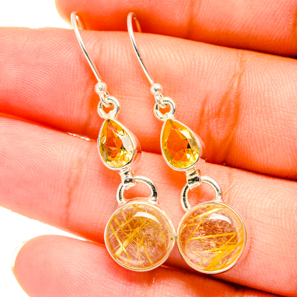 Rutilated Quartz Earrings handcrafted by Anasilvercos - EARR421335