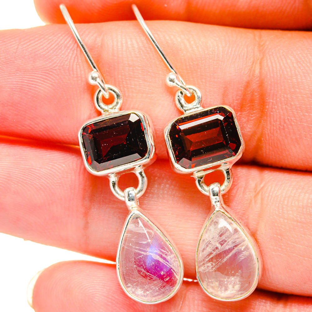 Rainbow Moonstone Earrings handcrafted by Anasilvercos - EARR421348