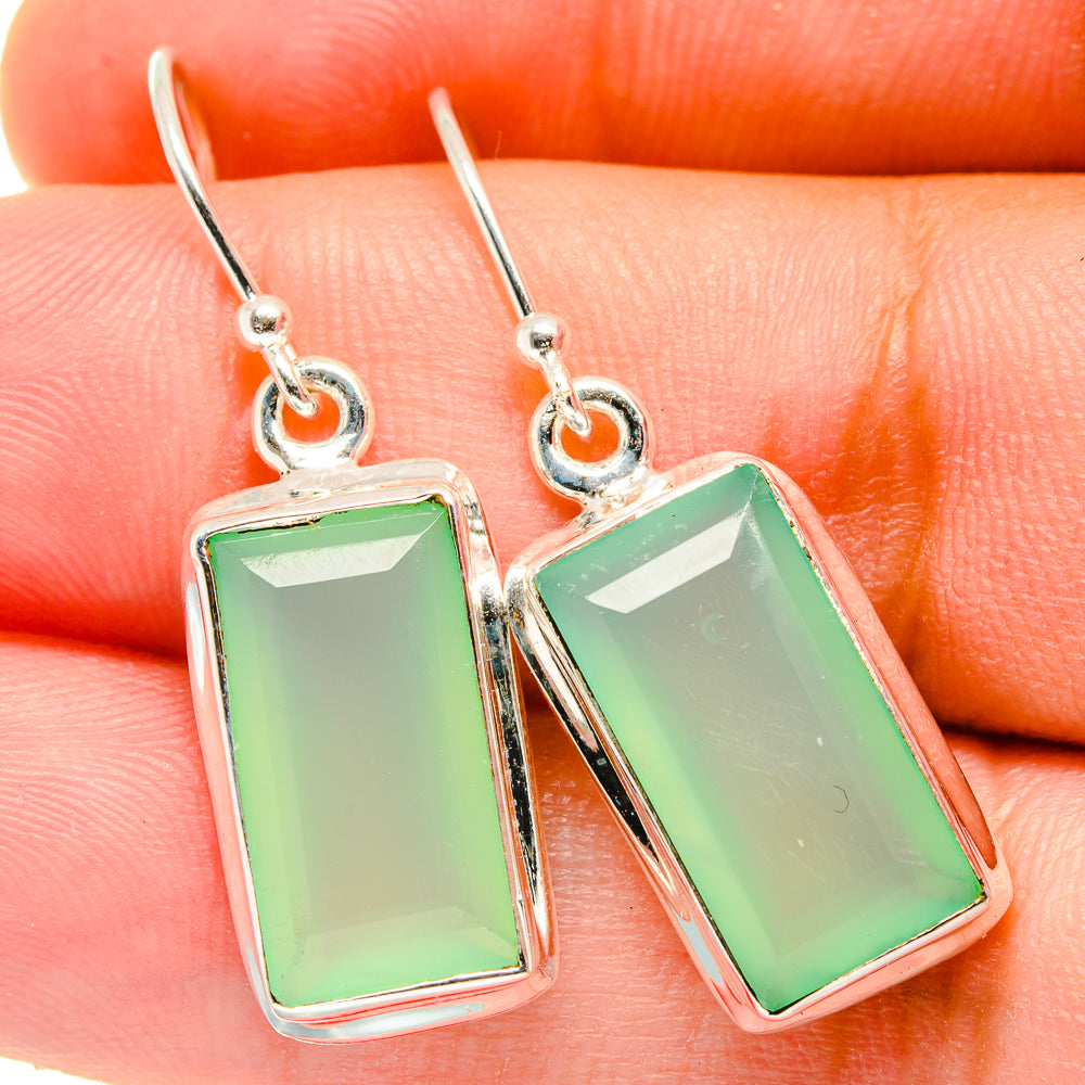 Aqua Chalcedony Earrings handcrafted by Anasilvercos - EARR421364