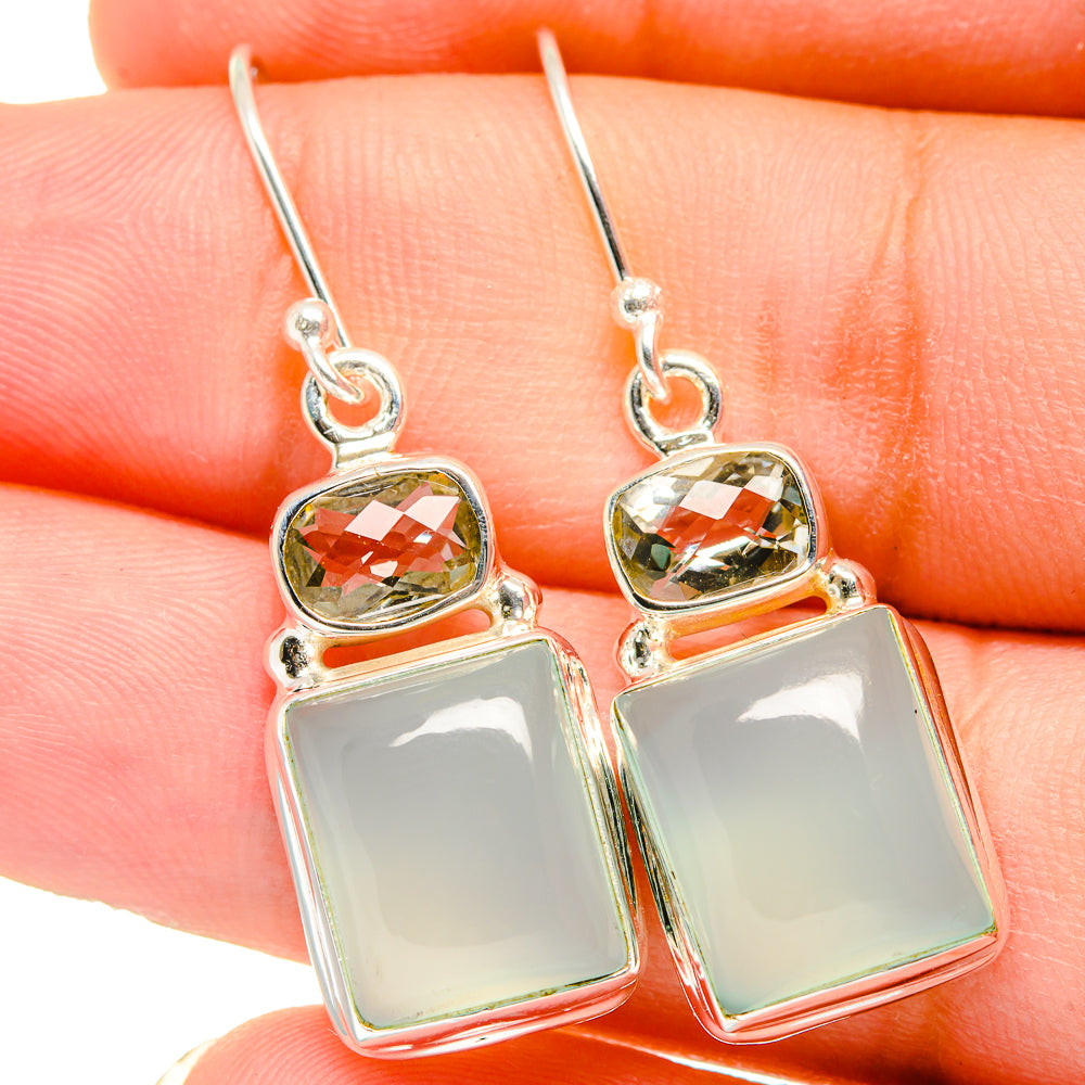 Aqua Chalcedony Earrings handcrafted by Anasilvercos - EARR421392