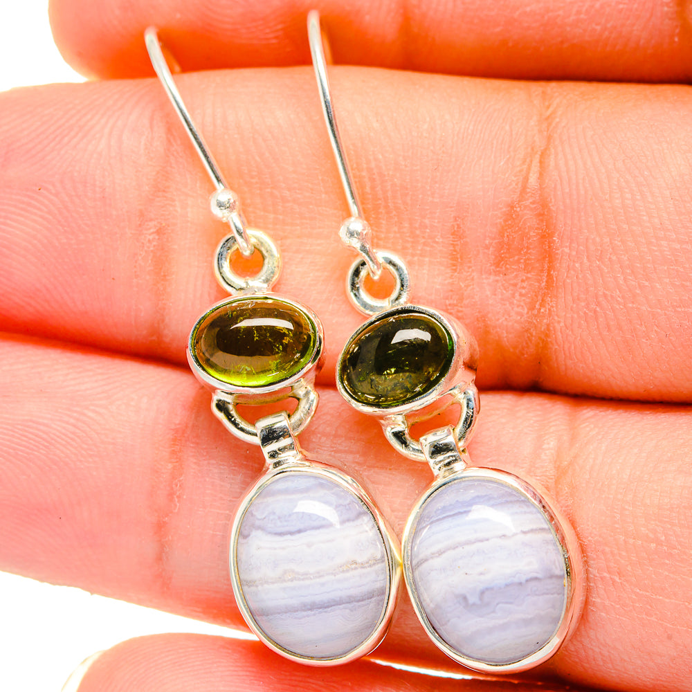 Blue Lace Agate Earrings handcrafted by Anasilvercos - EARR421396