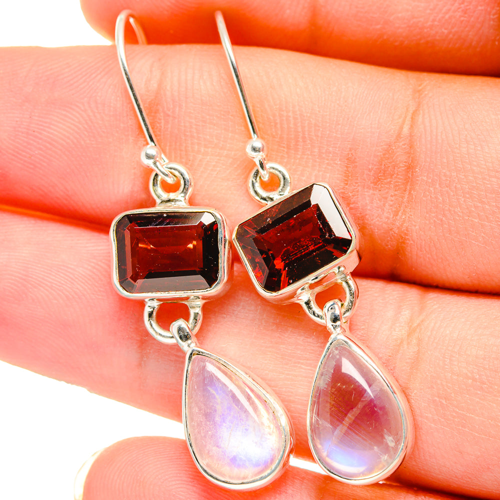 Rainbow Moonstone Earrings handcrafted by Anasilvercos - EARR421402
