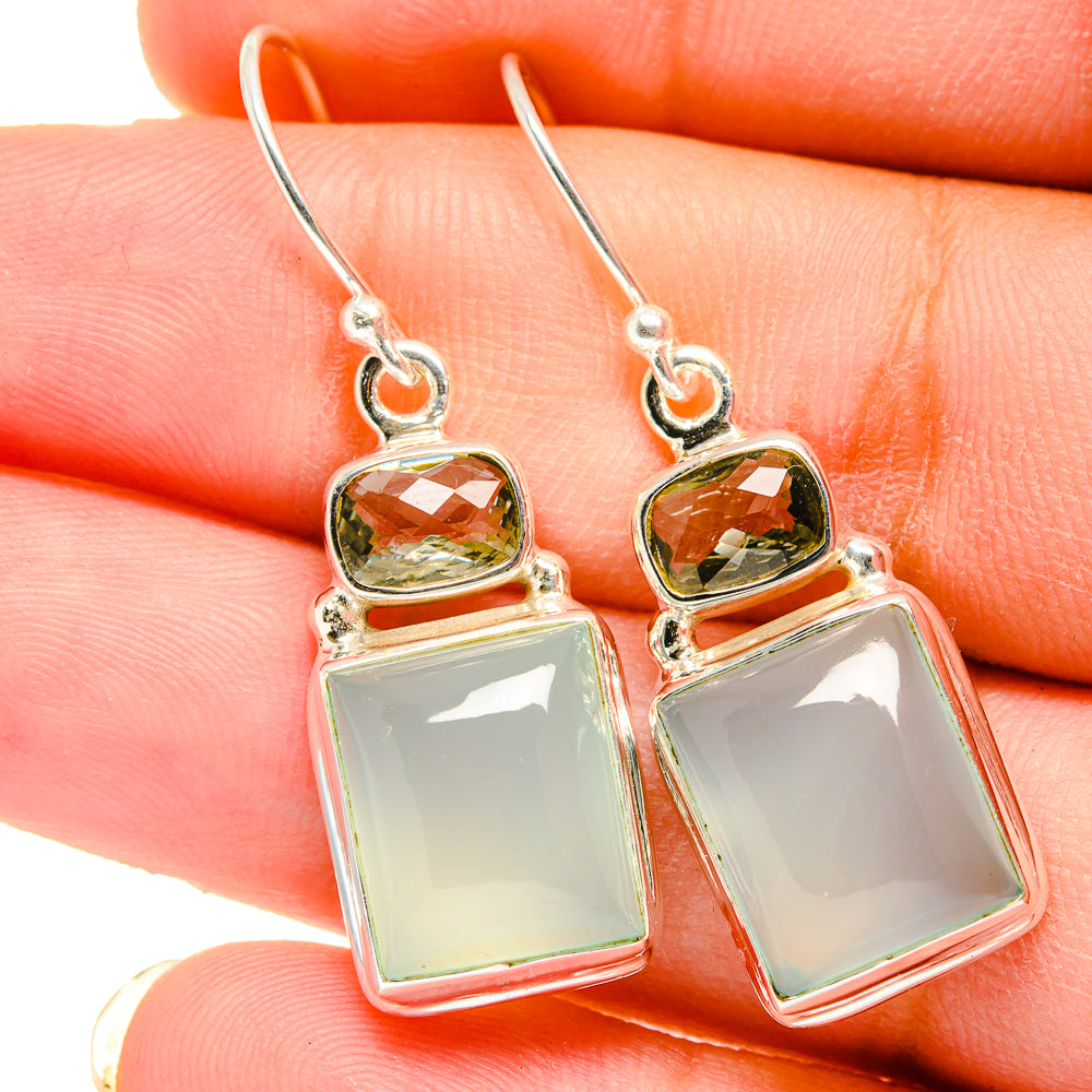 Aqua Chalcedony Earrings handcrafted by Anasilvercos - EARR421429