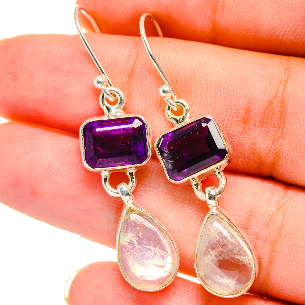 Rainbow Moonstone Earrings handcrafted by Anasilvercos - EARR421435