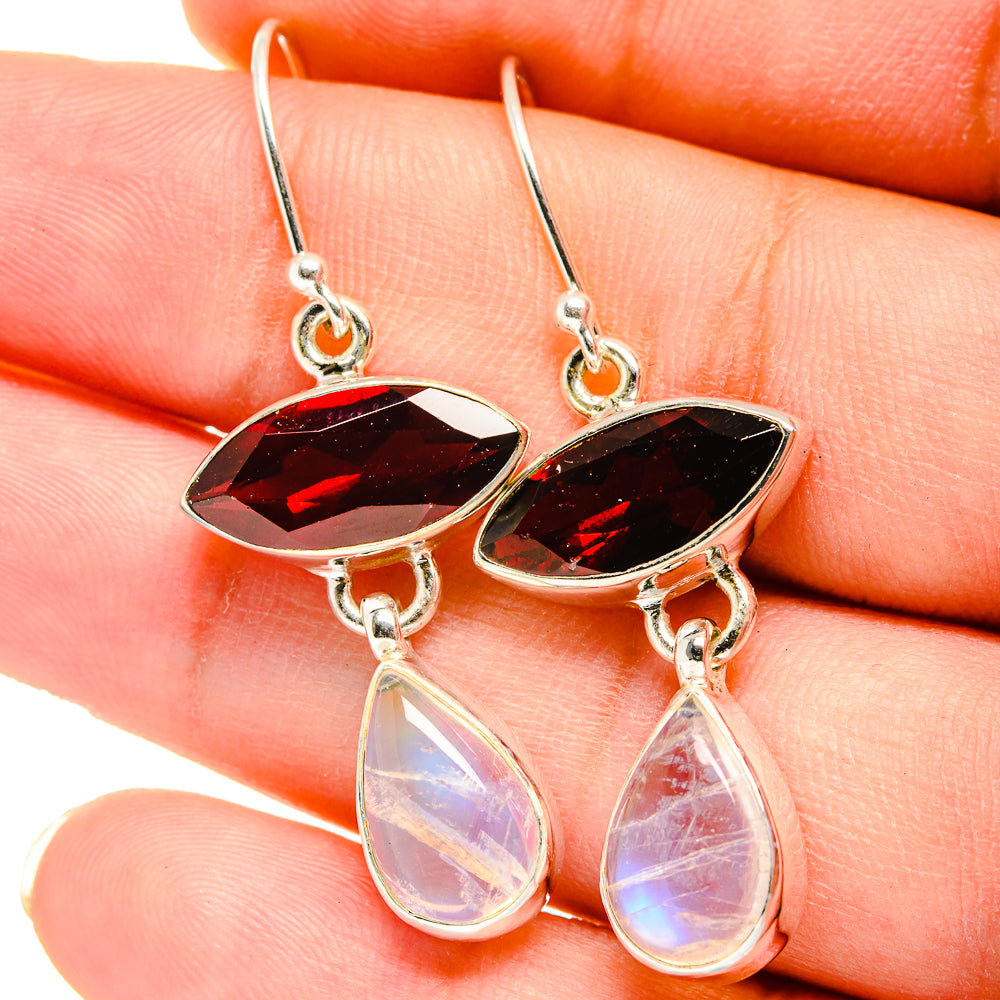 Rainbow Moonstone Earrings handcrafted by Anasilvercos - EARR421437