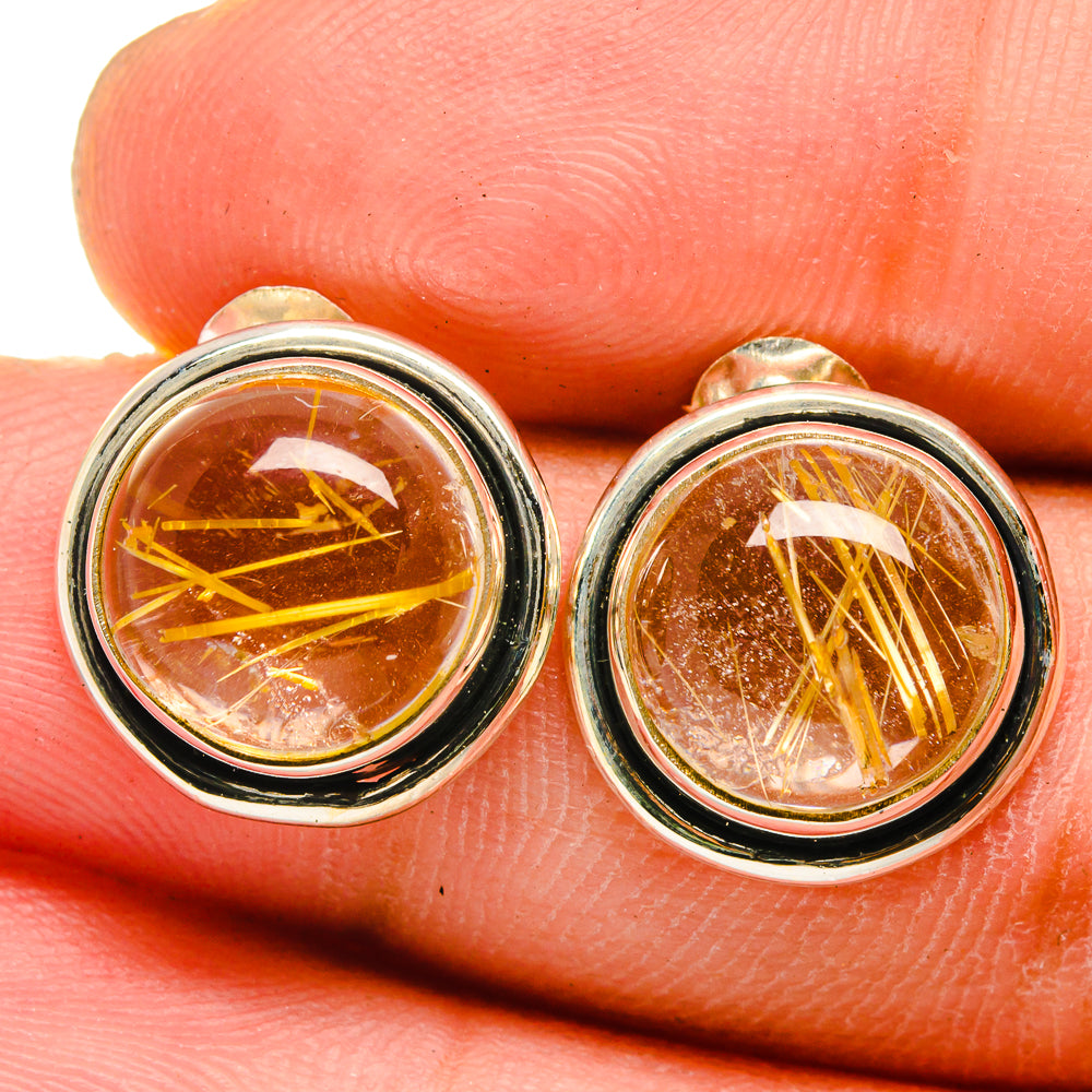 Rutilated Quartz Earrings handcrafted by Anasilvercos - EARR421443
