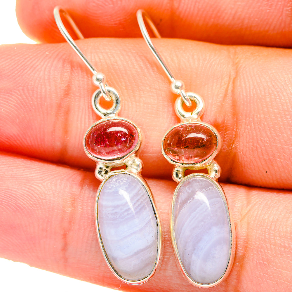 Blue Lace Agate Earrings handcrafted by Anasilvercos - EARR421457