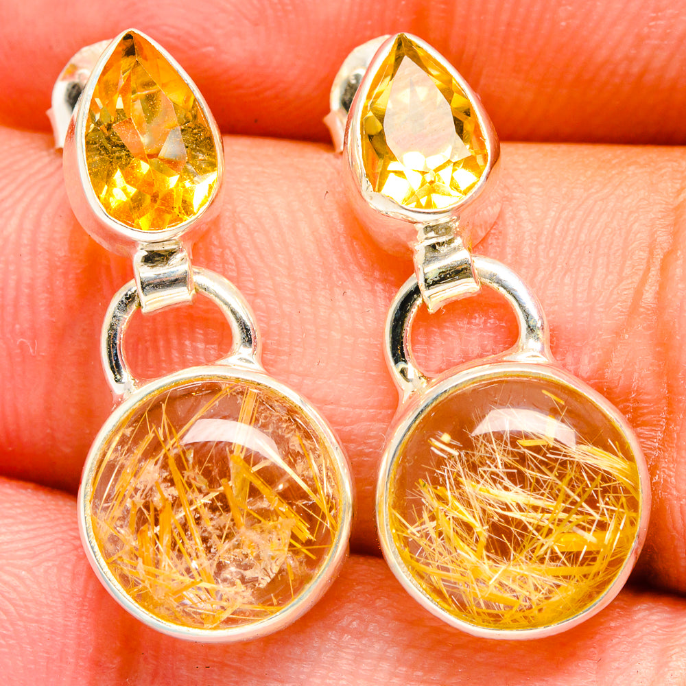 Rutilated Quartz Earrings handcrafted by Anasilvercos - EARR421459